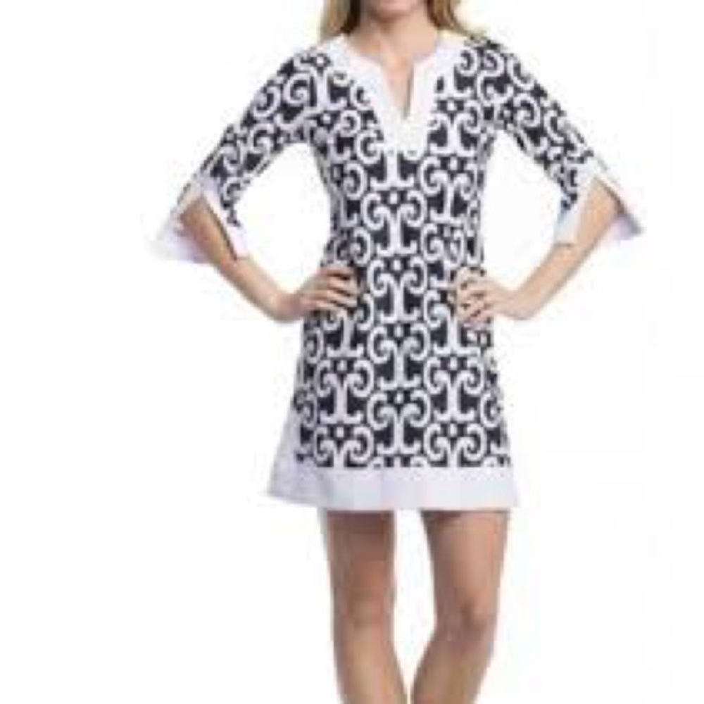 Jude Connally Navy & White Tunic Dress – Size Small